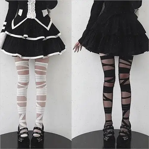 New strap over knee stockings Lolita cross irregular long tube over knee stockings JK girls' stockings