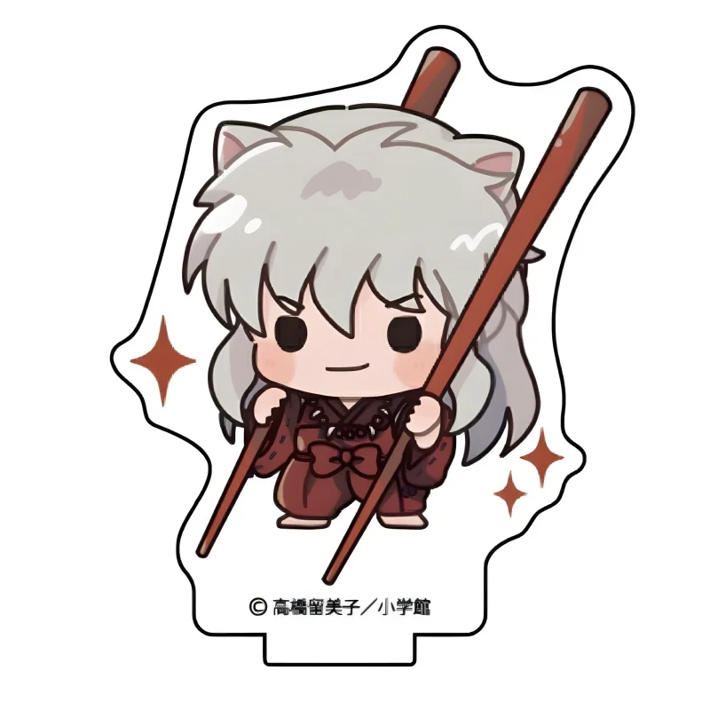 Anime Keychains Cartoon Figures Higurashi Kagome Sesshoumaru Miroku Acrylic Keyring Q Version bag decorations 6cm Wholesale