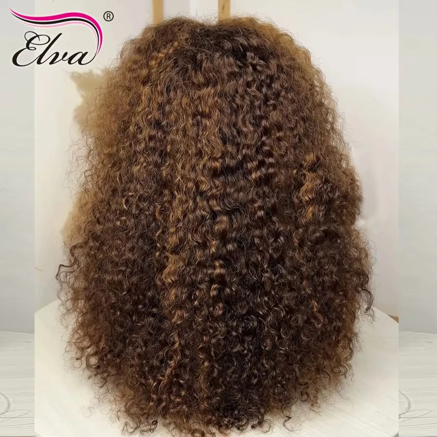 Ультра прилегающие Ombre Медово-коричневые надувные вьющиеся парики 13x6 HD Кружевные фронтальные парики из человеческих волос Невидимые HD Кружевные фронтальные парики Melt Skins