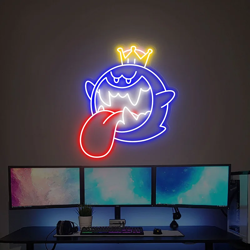 Boo Beer Anime Cartoon Shape Neon Sign Custom for Kawaii Room Wall Decor Bar Store Neon Decoration Led Light Personalized Gifts