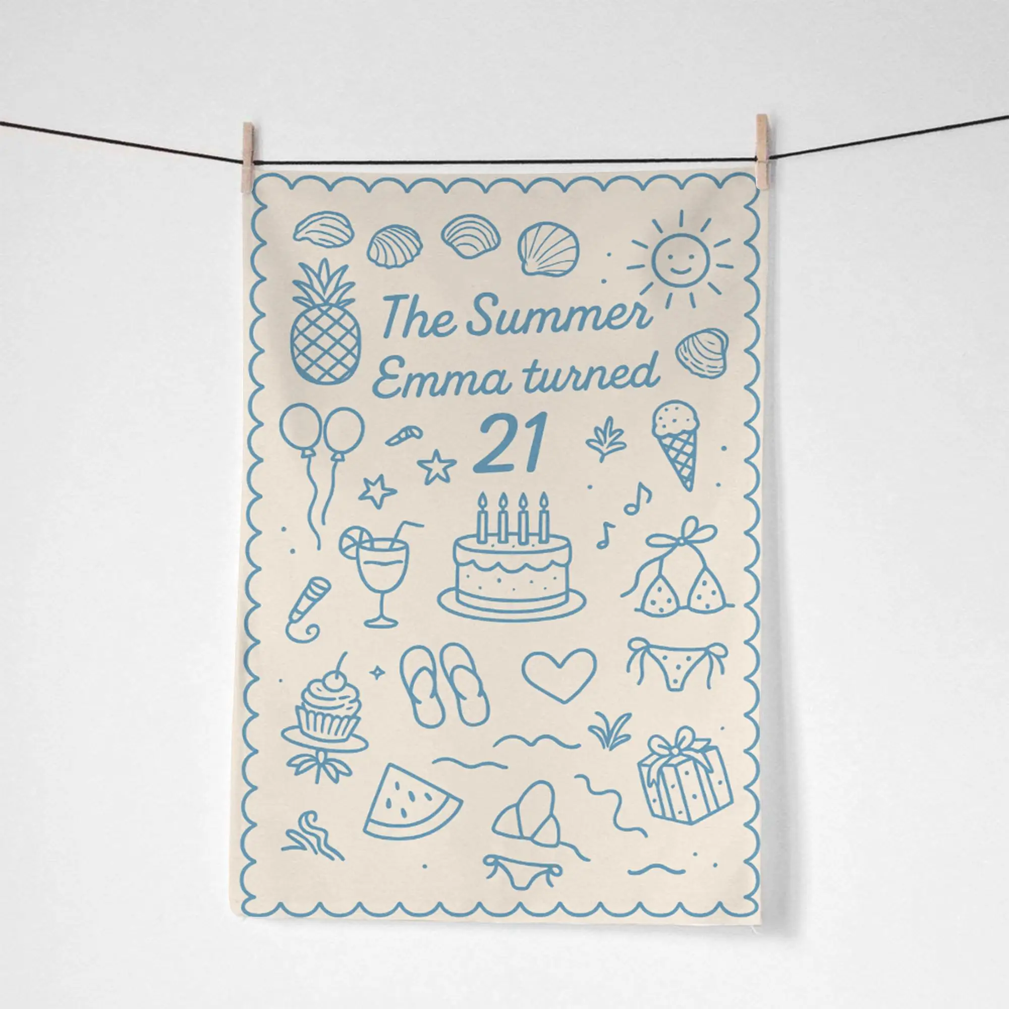 لطيف منشفة الشاطئ المخصصة لعيد ميلاد شخصية الصيف منشفة حفلة 21st هدية عيد ميلاد فكرة بركة الشاطئ رحلة على شاطئ البحر الاحتفال #2