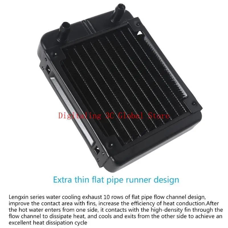 4.72 "10 أنبوب كمبيوتر تبريد ماء الرادياتير G1/4 أنثى تبديد حرارة الخيط