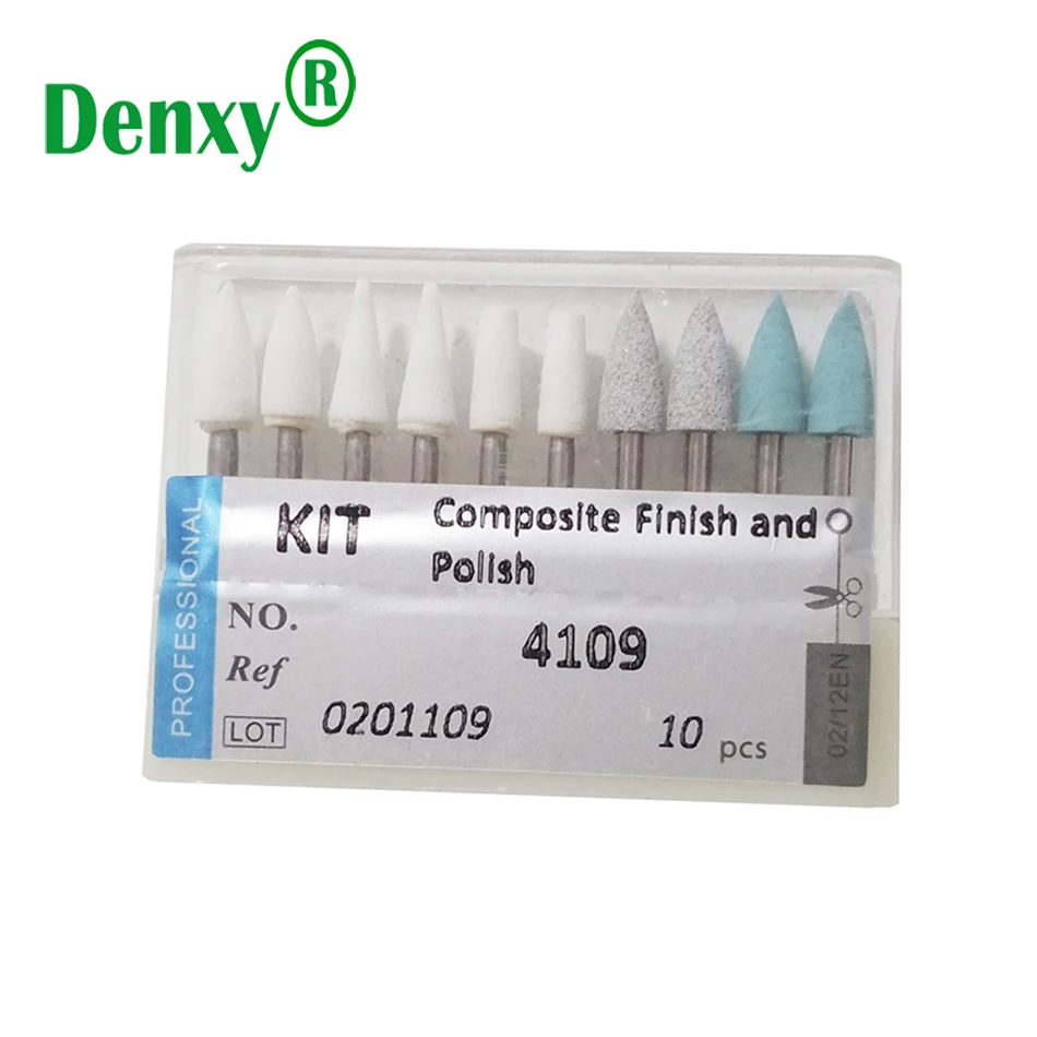 Denxy #4109 Dental Diamond Burs New Dental Diamond Burs Set  Abutment Polishing Kit composite finish and polish FG Orthodontic