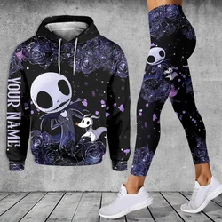 Jack Skellington Hoodie Leggings Set Womens Hoodie Set Yoga Pants Sweatpants Women Disney Yoga Hoodie Leggings Fashion Tracksuit