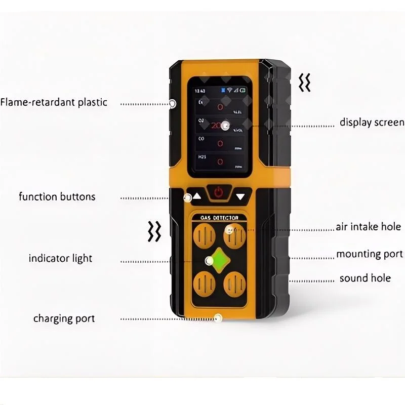 LEL O2 CO H2S 4-in-1 Gas Leak Detector Compact and Reliable for Industrial Applications