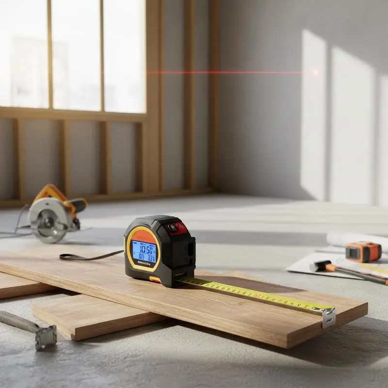 

2-in-1 Laser Tape Measure, 135Ft Rechargeable Laser Measurement Tool & 16Ft Measuring Tape with Magnetic, 4 Modes-Length, Are