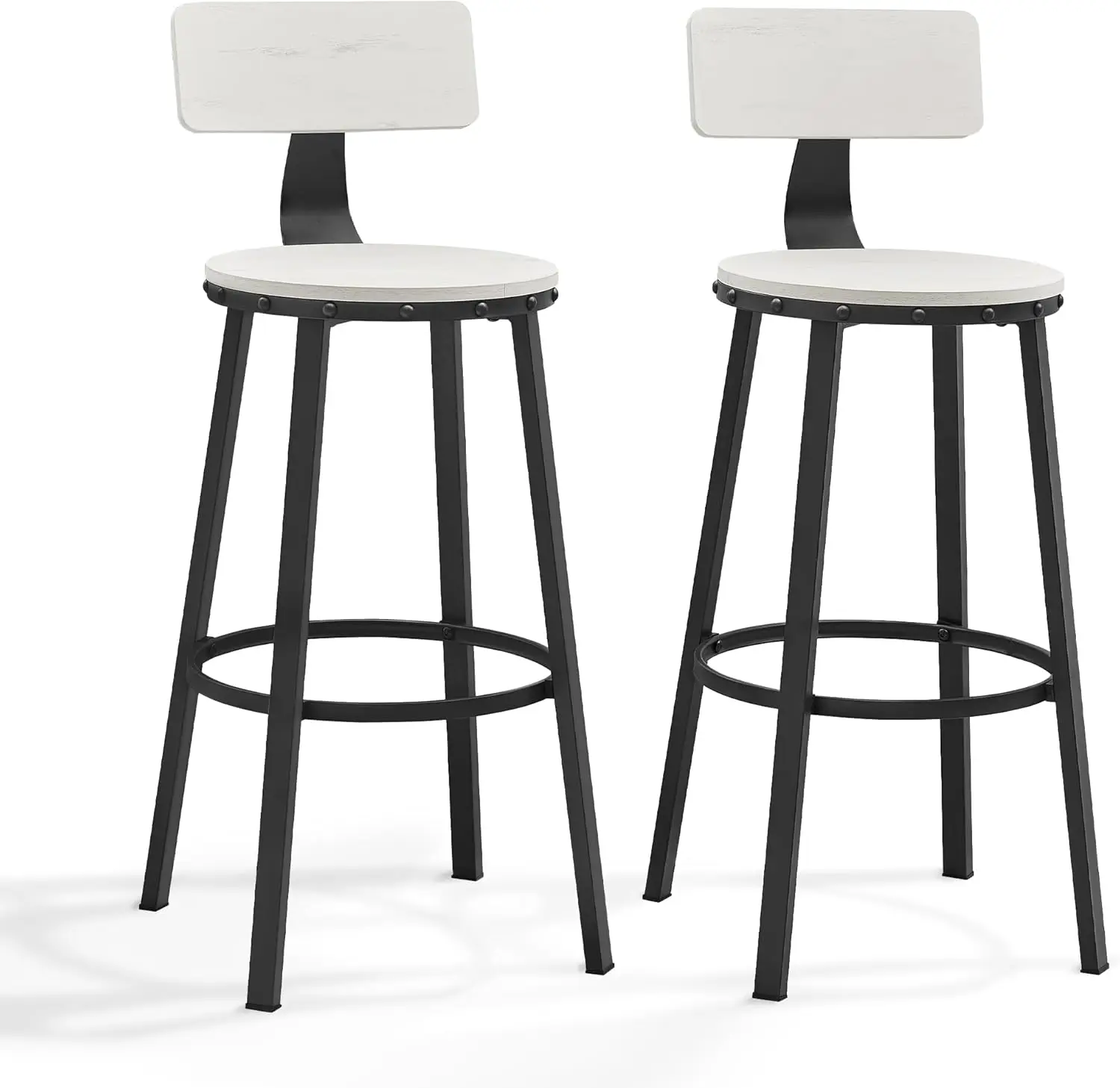 

Bar Stools Set Of 2, Bar Height Barstools With Back, 28.7 Hes Counter Stools Bar Chairs With Backrest, Steel Frame, Easy