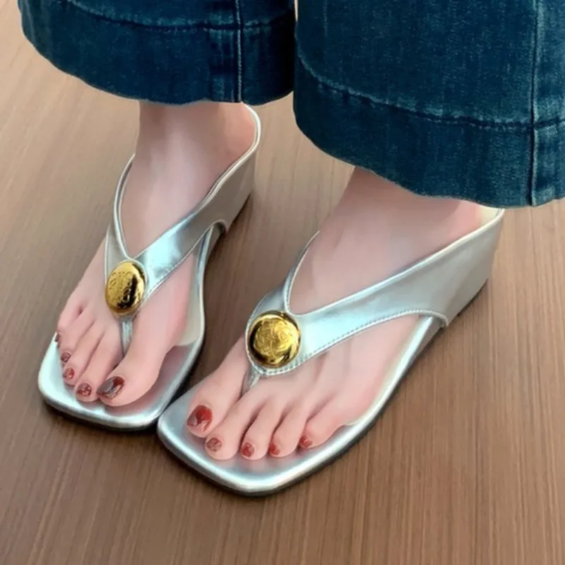 

Women's Sandals 2025 Summer Casual Thick-soled Wedge Sandals Women's Flip-flops Trendy Open-toed Casual Comfortable High Heels