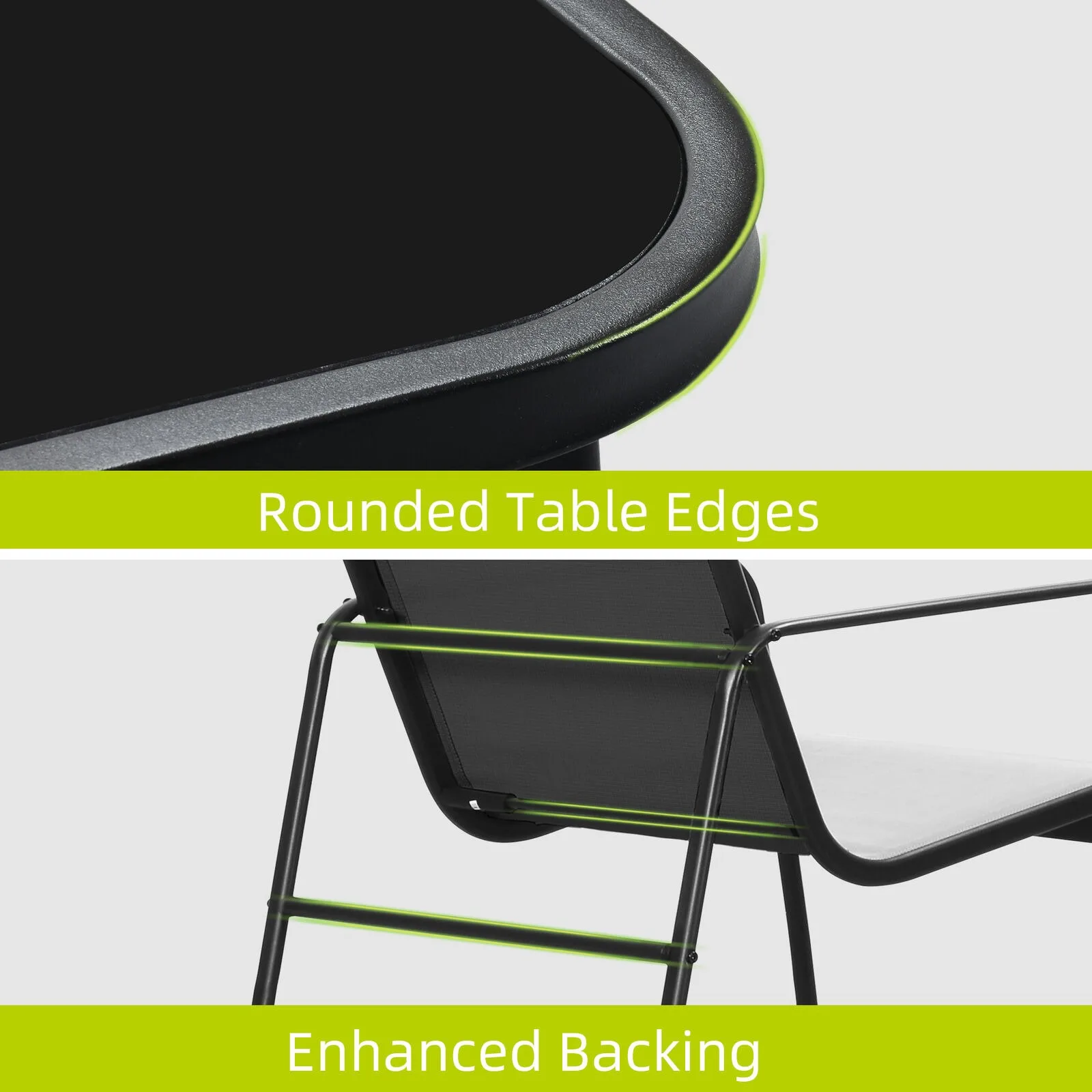 Outdoor Rocking Bistro Set, US Black Patio Set, Textilene para quintal, 3 Pcs