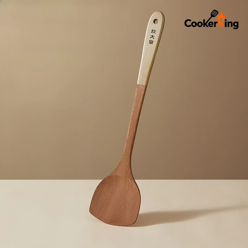 COOKER KING 42CM Extended Wooden Spatula Ebony Mold Proof Stir Fry Spatula Kitchenware Must-have for Home Kitchen Cooking Gift