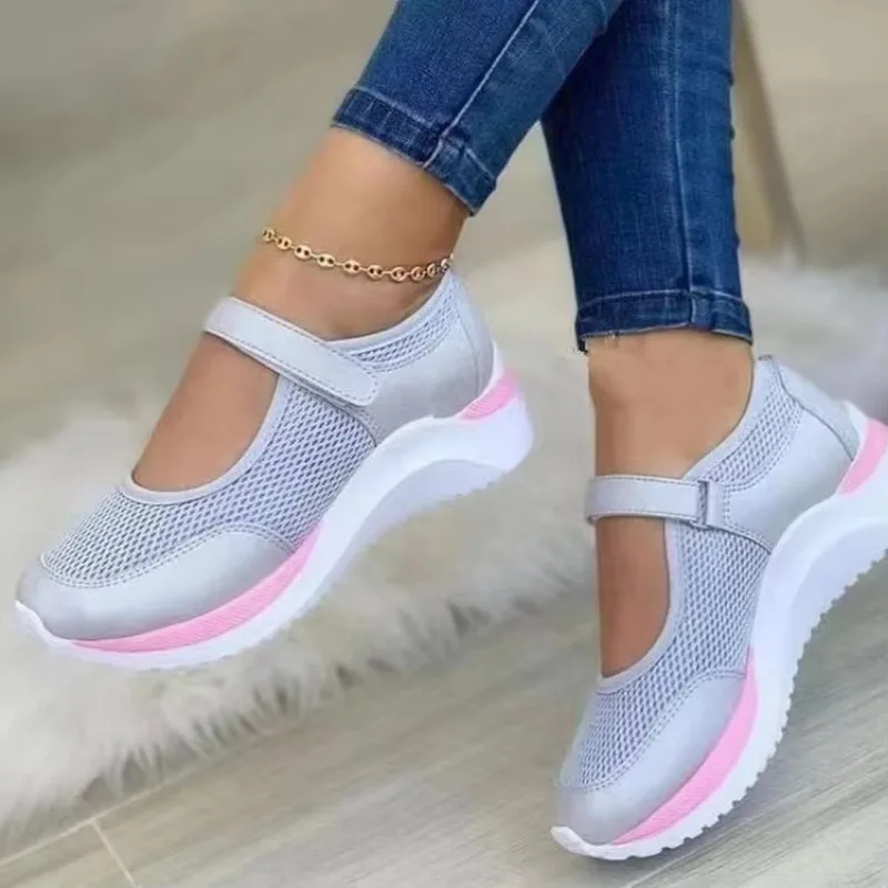 Woman Sneakers New Fashion Casual Shoes Mesh Breathable Designer Velcro Casual Shoes Outdoor Walking Sneakers Zapatos De Mujer