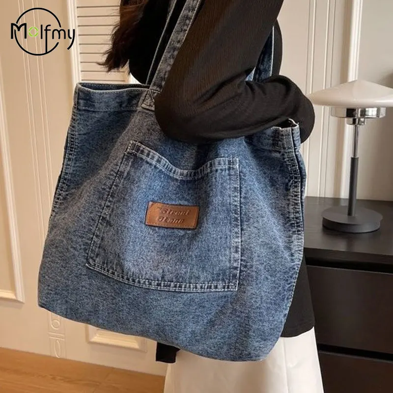 

Denim Designer Handbag Luxury Designer Tote Bag Fashionalbe Clutch Bags SolidColor Underarm Simple Female Commuter Handbags 2025
