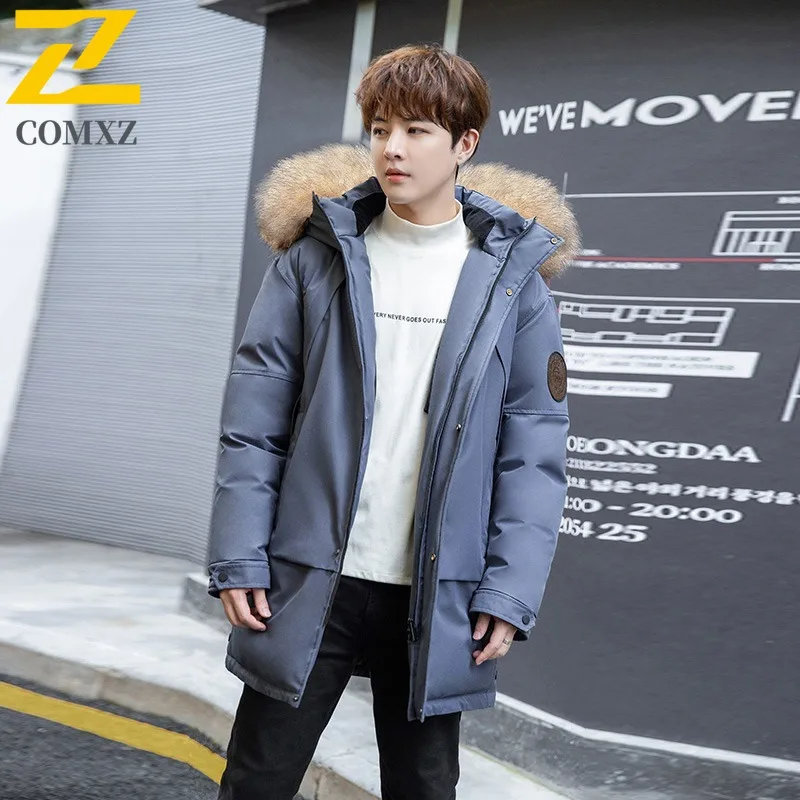 

Мужской зимний пуховик, роскошный блестящий водонепроницаемый толстый теплый белый утиный пуховик, повседневный воротник-стойка, ветрозащитный короткий пуховик