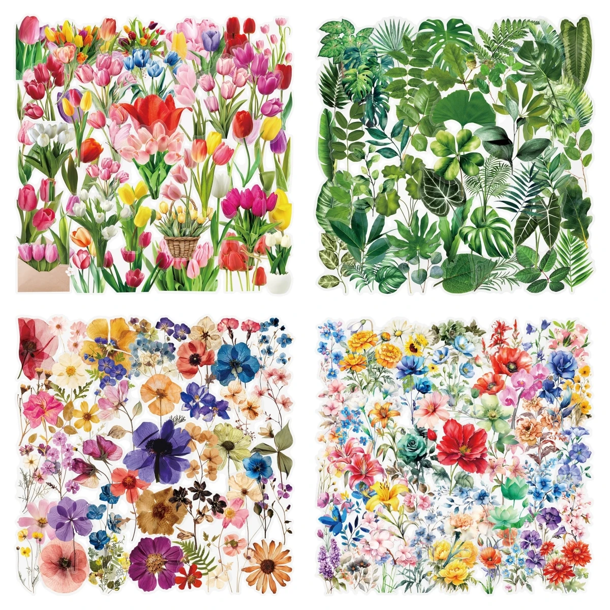 

200 шт., прозрачные наклейки с растениями, цветами и листьями, декоративные чашки для воды, справочники, коробки для канцелярских принадлежностей для телефонов, водонепроницаемые наклейки