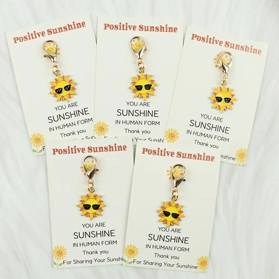 1/5/10/20/50/100pcs /s/s Cartoon Sun Keychain, with Positive Sun Greeting Card, Bag Charm, Decorative Bag Pendant, Perfect as a