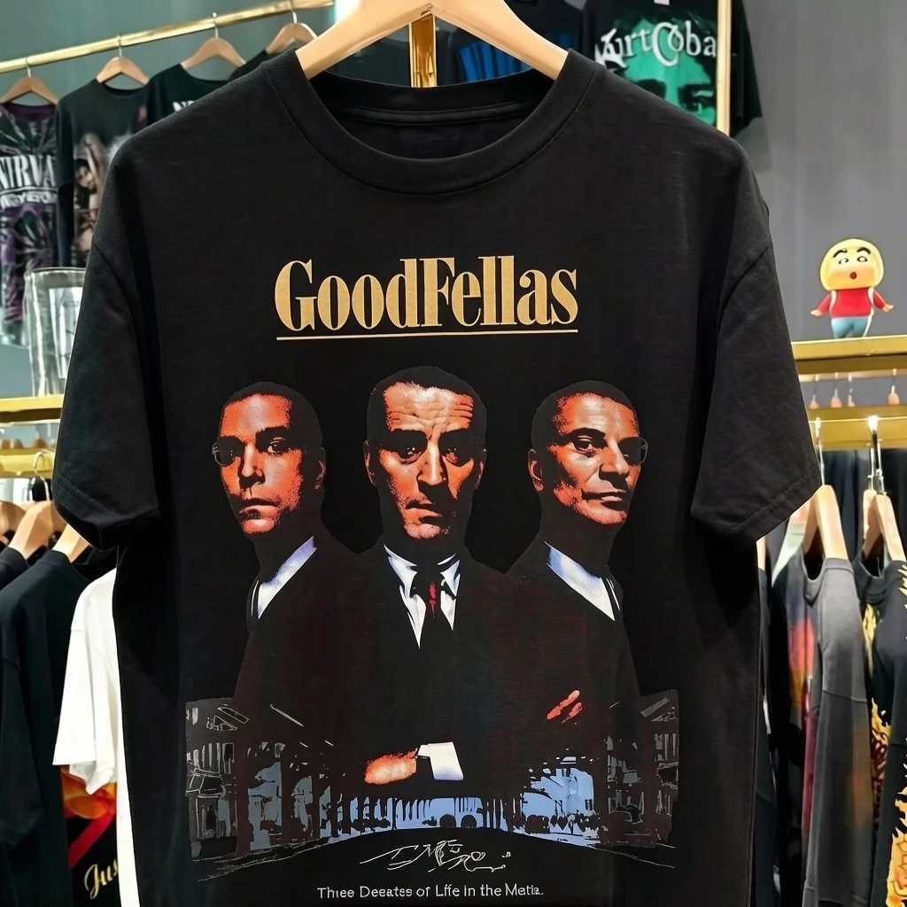 A Rare Vintage Black T-shirt From The Goodfellas Summer Collection of Cotton Casual Fashion T-shirts for Men and Women.