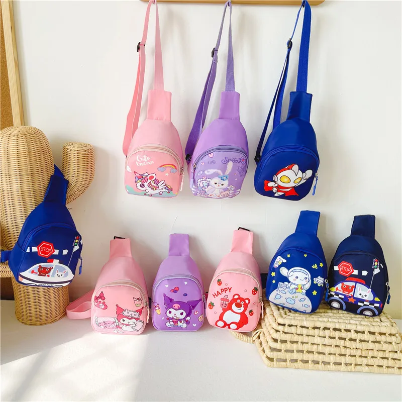 Sanrio borsa a tracolla per bambini ragazzo e ragazza moda cartone animato Cinnamoroll Kuromi borsa a tracolla in tela di grande capacità da viaggio