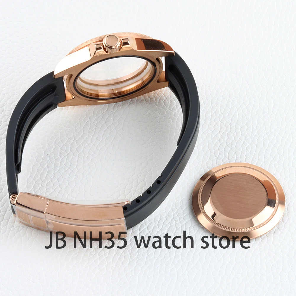 40mm Watch Case Waterproof Sapphire Glass Rubber Strap For Seiko Nh35 Nh36 Nh38  Automatic Movement 28.5mm Yacht-Master Case