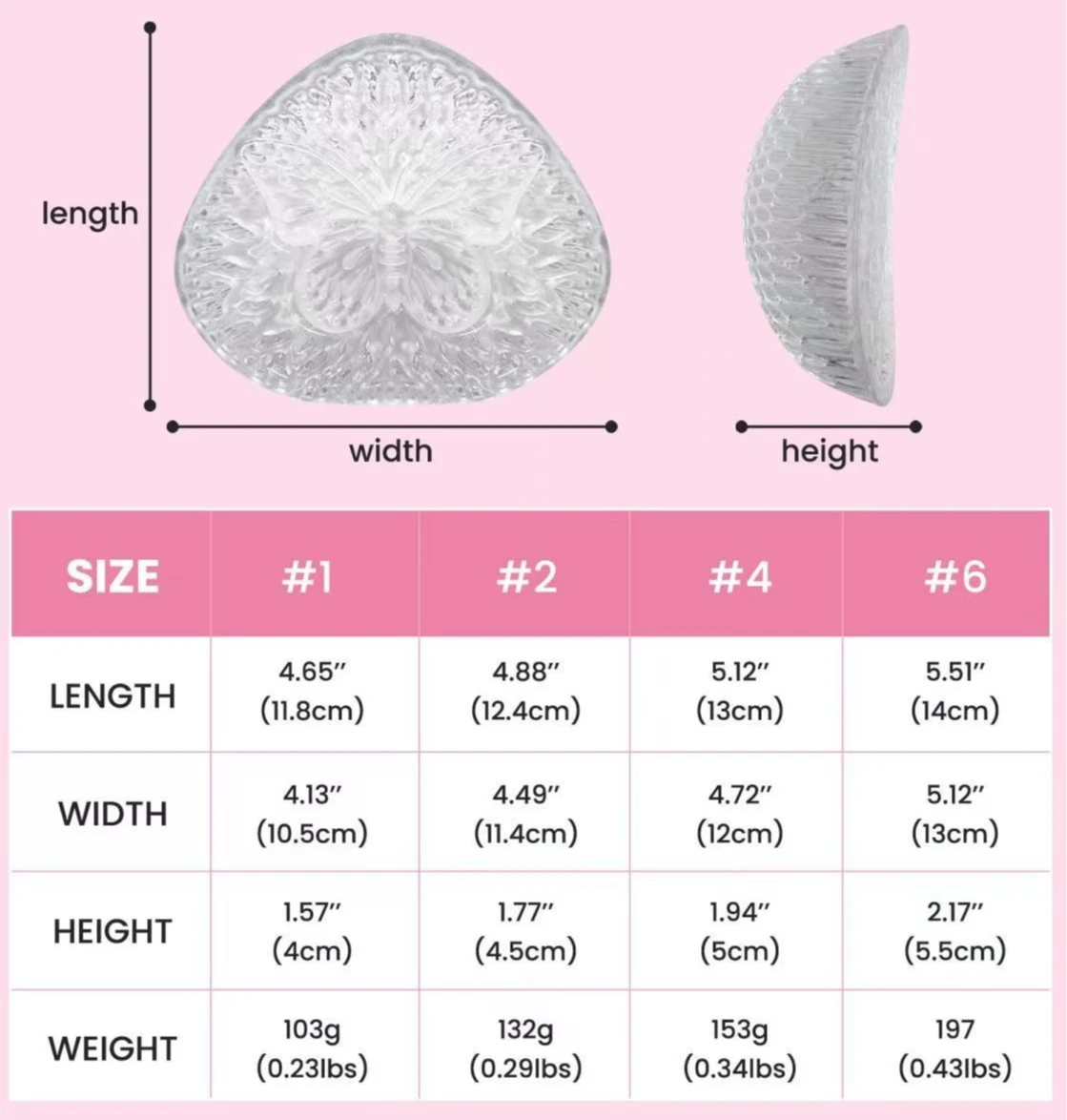 Sujetador de silicona con realce ultrafino, almohadillas para traje de baño con diseño de mariposa de cristal, pecho asimétrico, mejora el elevación Natural, cómodo