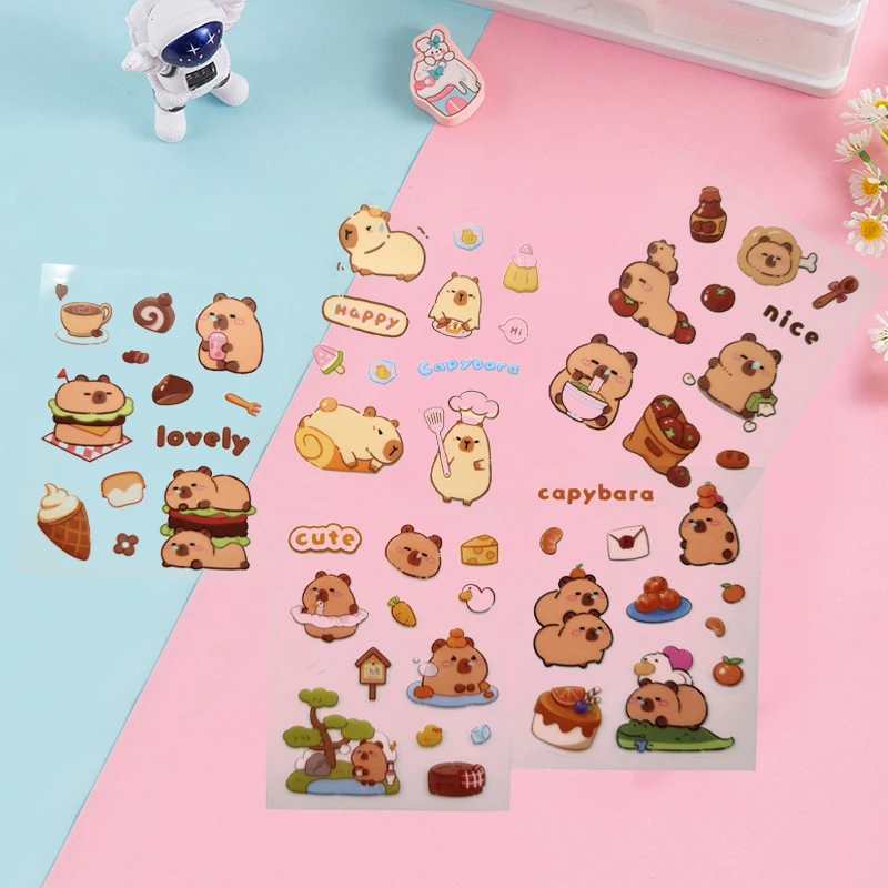 Kapibala Capybara Sticker Children School Supplies Cartoon Self-adhesive Decoration Sticker Computer Water Cup PVC Stickers Toys