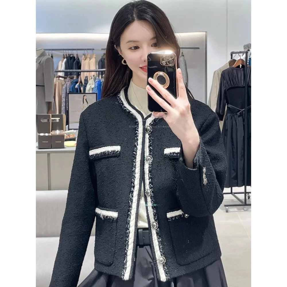 

Commute Style round Neck Color Block Slimming Outerwear Top Versatile Elegant Long Sleeve Regular Length Fashionable Women's ...