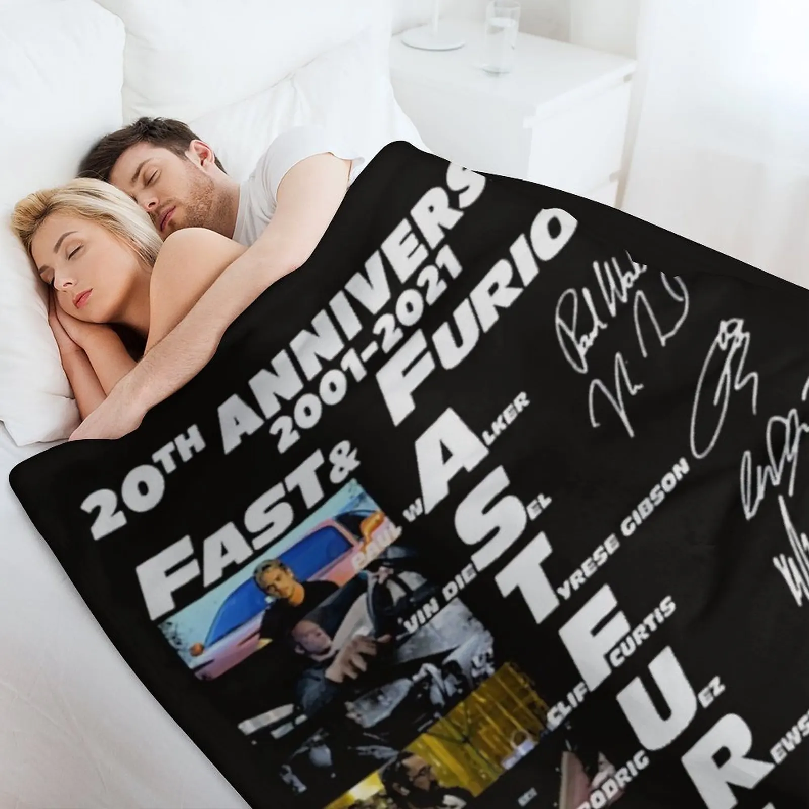 الذكرى العشرين 2001 2021 توقيعات سريعة غاضبة الكلاسيكية رمي بطانية فاخرة رقيقة لينة سرير أريكة البطانيات #4
