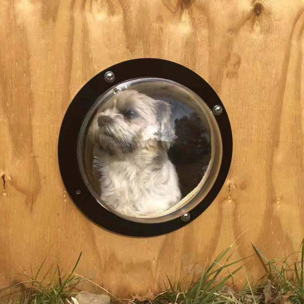 

Pet Fence Window W/Air Holes Clear Pet Dome View Playground Wood Fence Pet Peek Window Lookout Window for Dogs Cats Birds