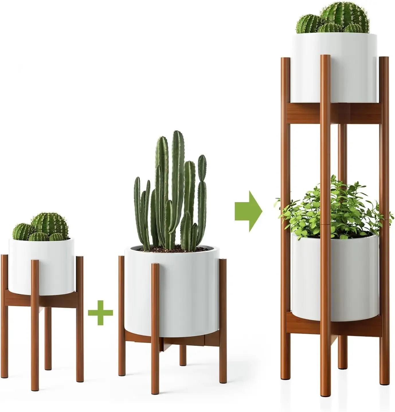 Mid Century Modern Plant Stands with Adjustable Width 8