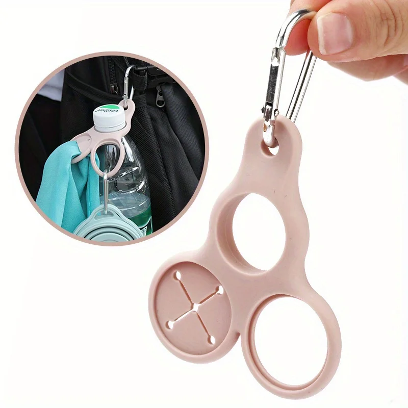 2pcs Silicone Water Bottle Clip, Creative Outdoor Travel Backpack Hook, Portable Hiking Carabiner, Camping Keychain, White