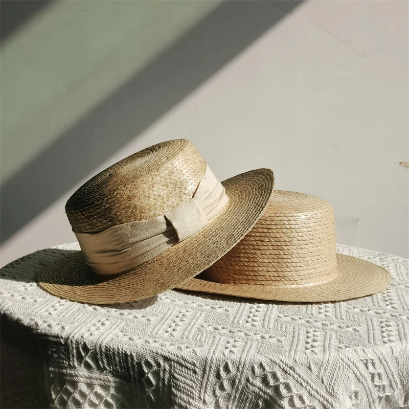 French Nature straw hat for women bower Palm leaf weaving fedora hats elegant hat ladies sun hat beach summer jazz hat panama