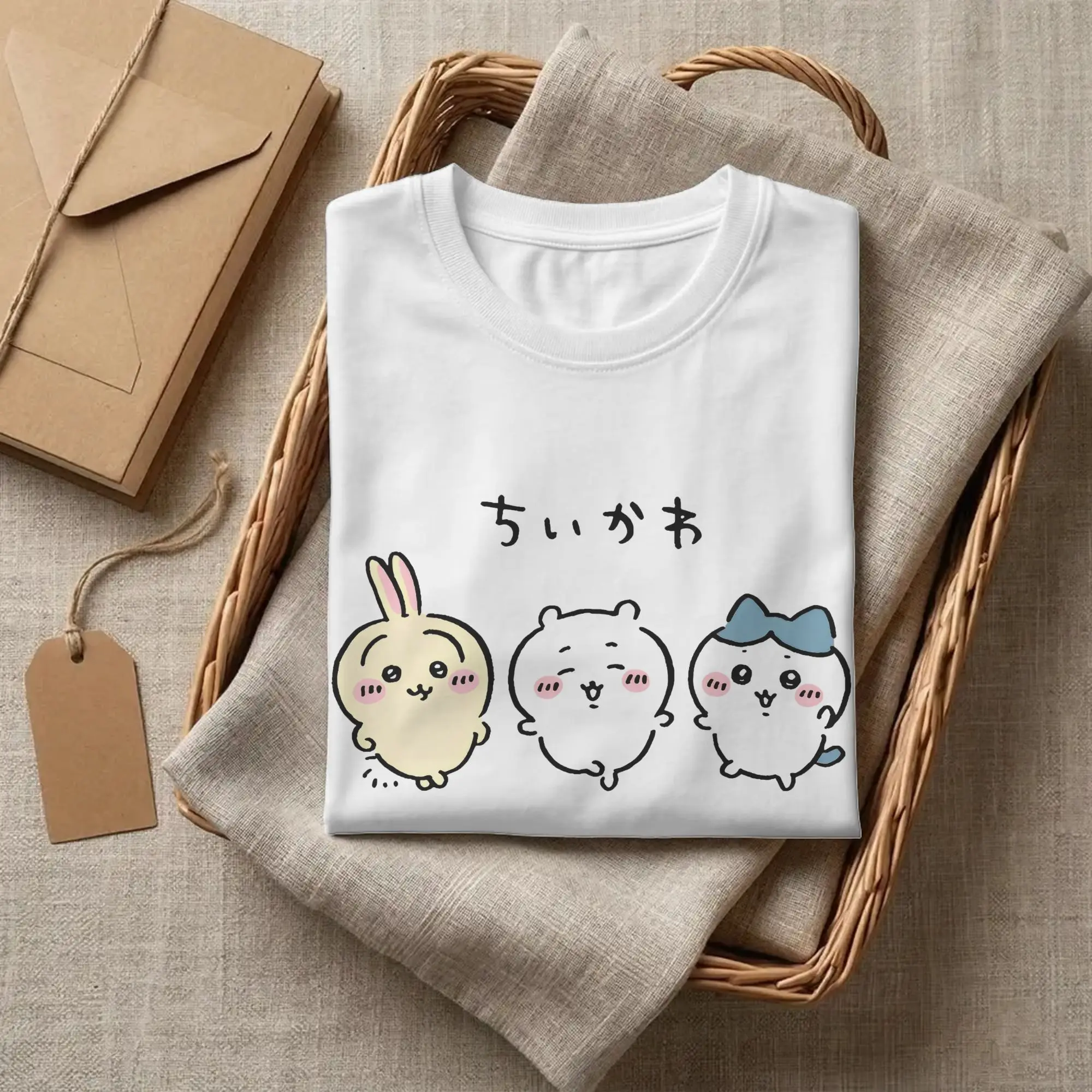 Chiikawas Catoon T-Shirts für Herren und Damen, 100 % Baumwolle, Freizeit-Kurzarm-T-Shirt mit O-Ausschnitt, Geschenk-T-Shirts – Detail 1