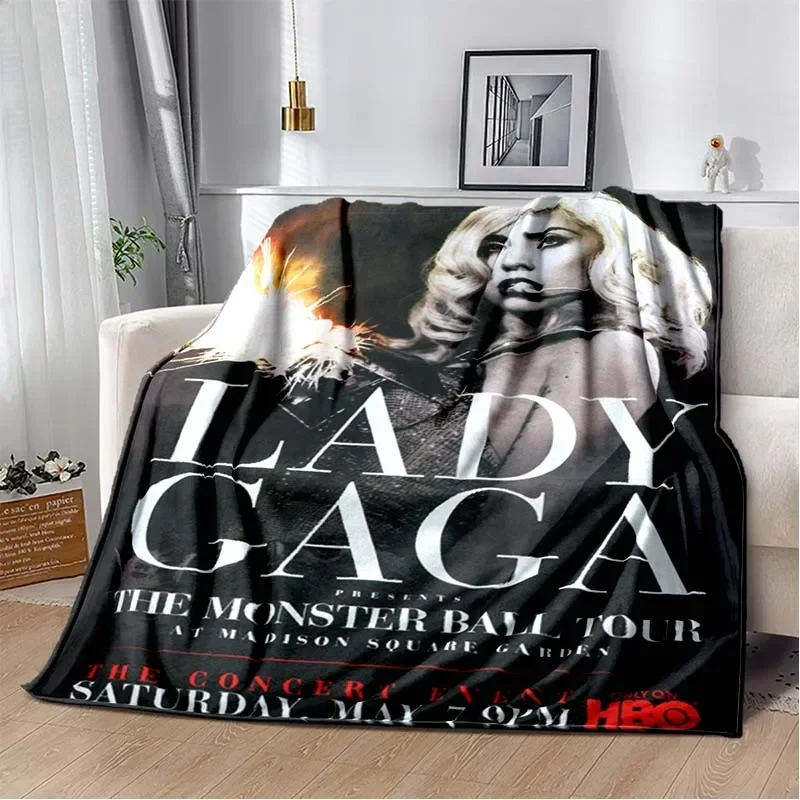 Fashion Art Print Pop Female Singer Lady-Gaga Idol Throws Blanket Living Room Sofa Bedroom Sheet Plush Sleeping Blanket Fan Gift