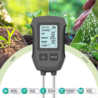 Digital LCD Soil Tester 5 in 1 PH/Moisture/Temp/Fertility/Light 3-9 pH Meter Heat-resistant Metal Sensor for Flower Plant Garden