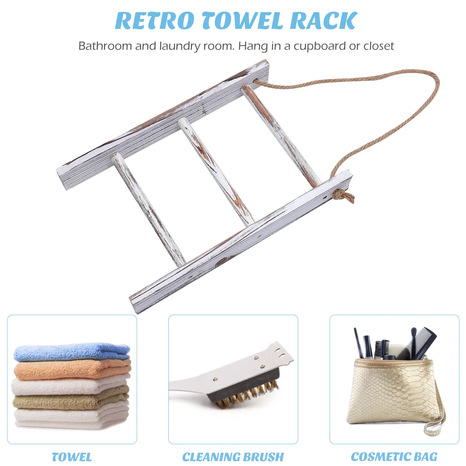 

1Pcs Wooden Towel Rack Heavy Duty Natural Wood Bathroom Storage Rack Minimalist Decorative Hanging Towel Organizer for Kitchen