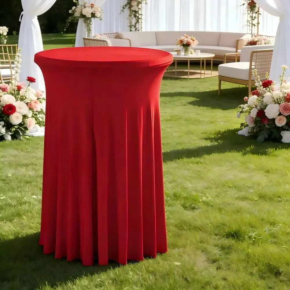 

Solid Color Height Stretch Round Tablecloth Long Drape Elastic Bar Table Cover Decorative Dustproof Bar Counter Cover Hotel