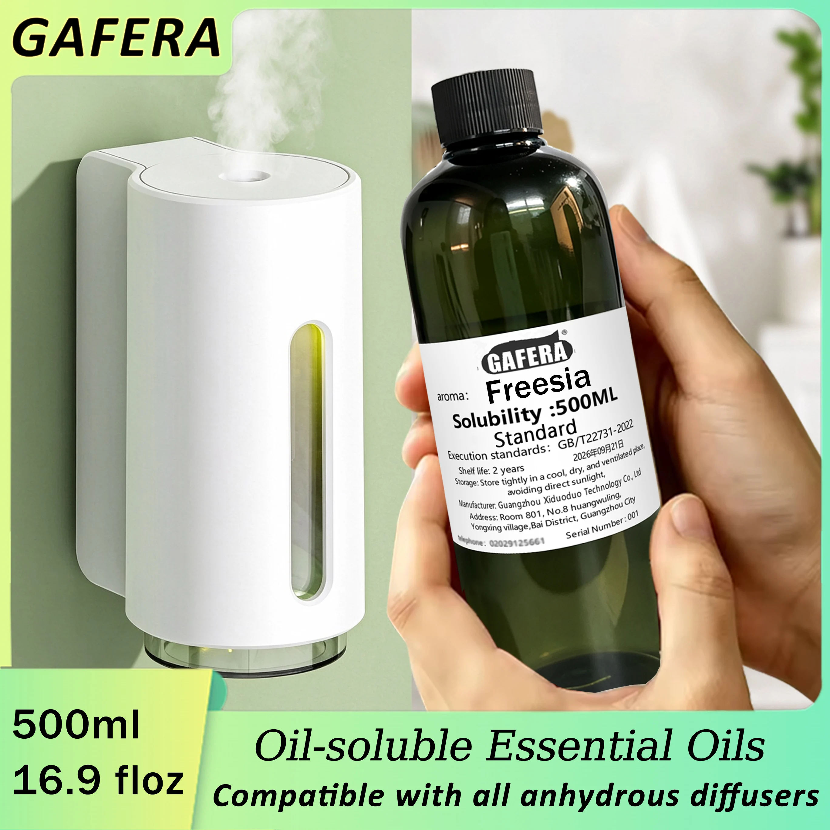 GAFERA Diffuser Liquid,Aromatic oil, Compatible With All Waterless Aromatherapy Diffusers, English Pear Freesia 500ml/16.91 floz