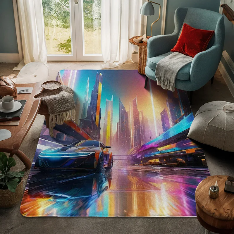 

Modern Nordic Living Room Floor Mat Car Theme Illustration Door Mat Home Decoration Aesthetic Carpet 80x120cm