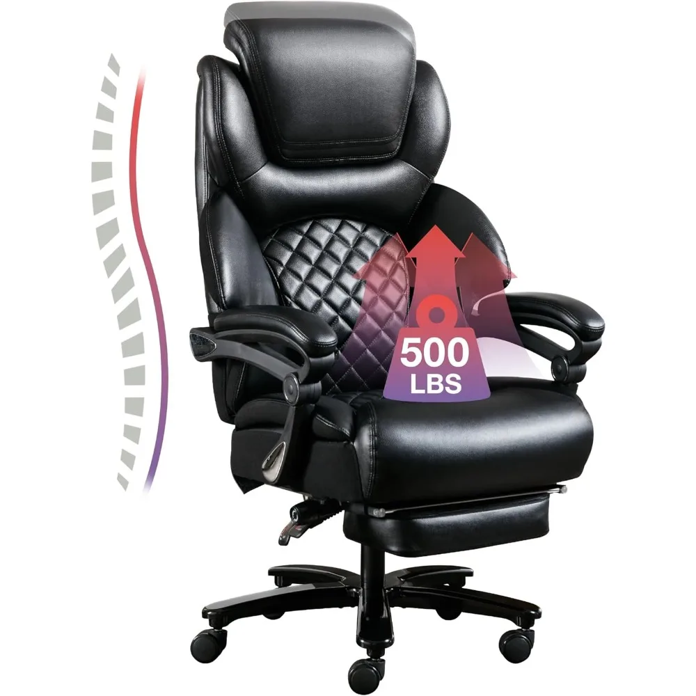 

Big and Tall Office Chair 500 lbs, Extra Wide Heavy Duty Office Chair for Heavy People, High Back Executive Chair