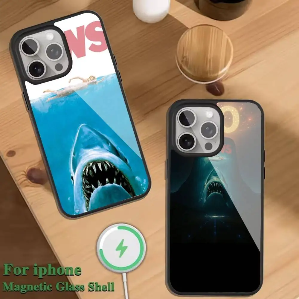 

Movie J-Jaws ES Phone Case For Magnetic Wireless Charge Cover For iphone 16 15 14 13 12 11 Pro Max Plus Coque