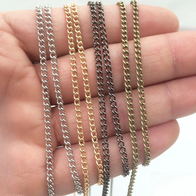 1m Gold/Bronze Plated Necklace Chain For Jewelry Making Findings DIY Chains Materials Handmade Supplies Furniture Accessories