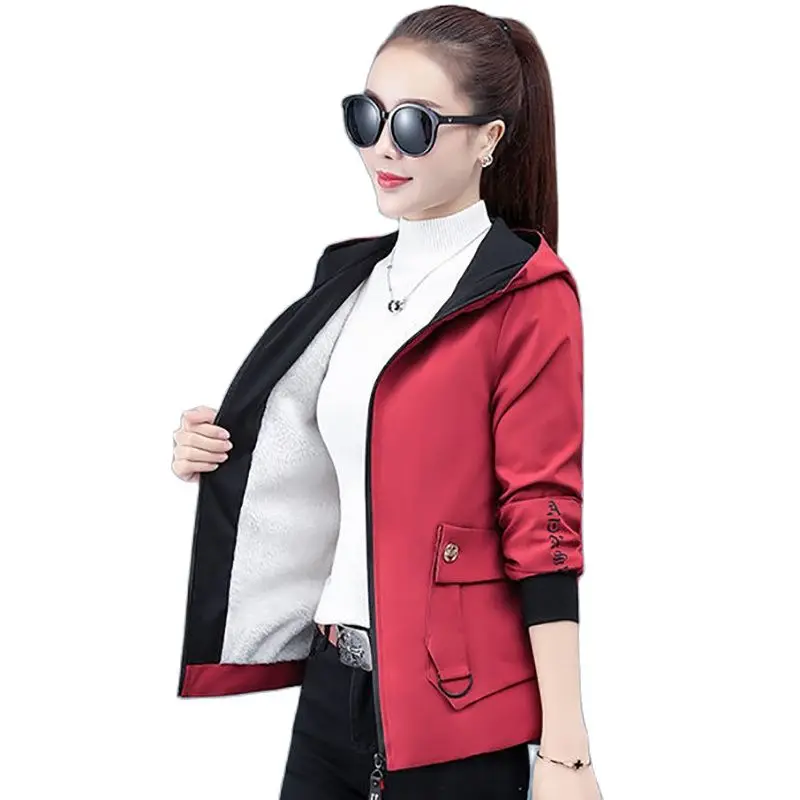 

2022 Loose Fleece Short Jacket Women's Fashion Winter No velvet Spring Autumn Cardigan Coat Baseball Uniform Female Windbreaker