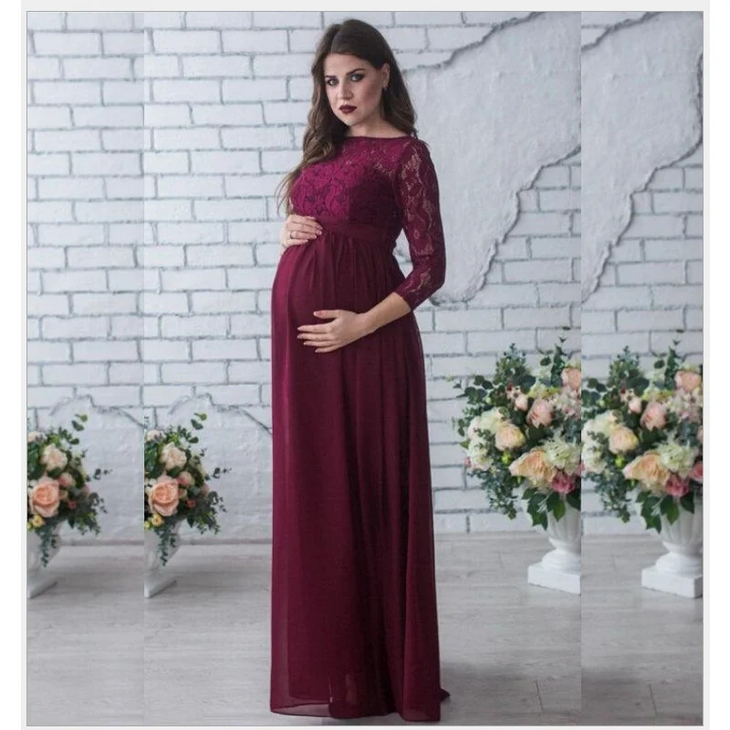 Pregnant Mother Dress Maternity Photography Props Women Pregnancy Clothes Lace Dress For Pregnant Photo Shoot Clothing