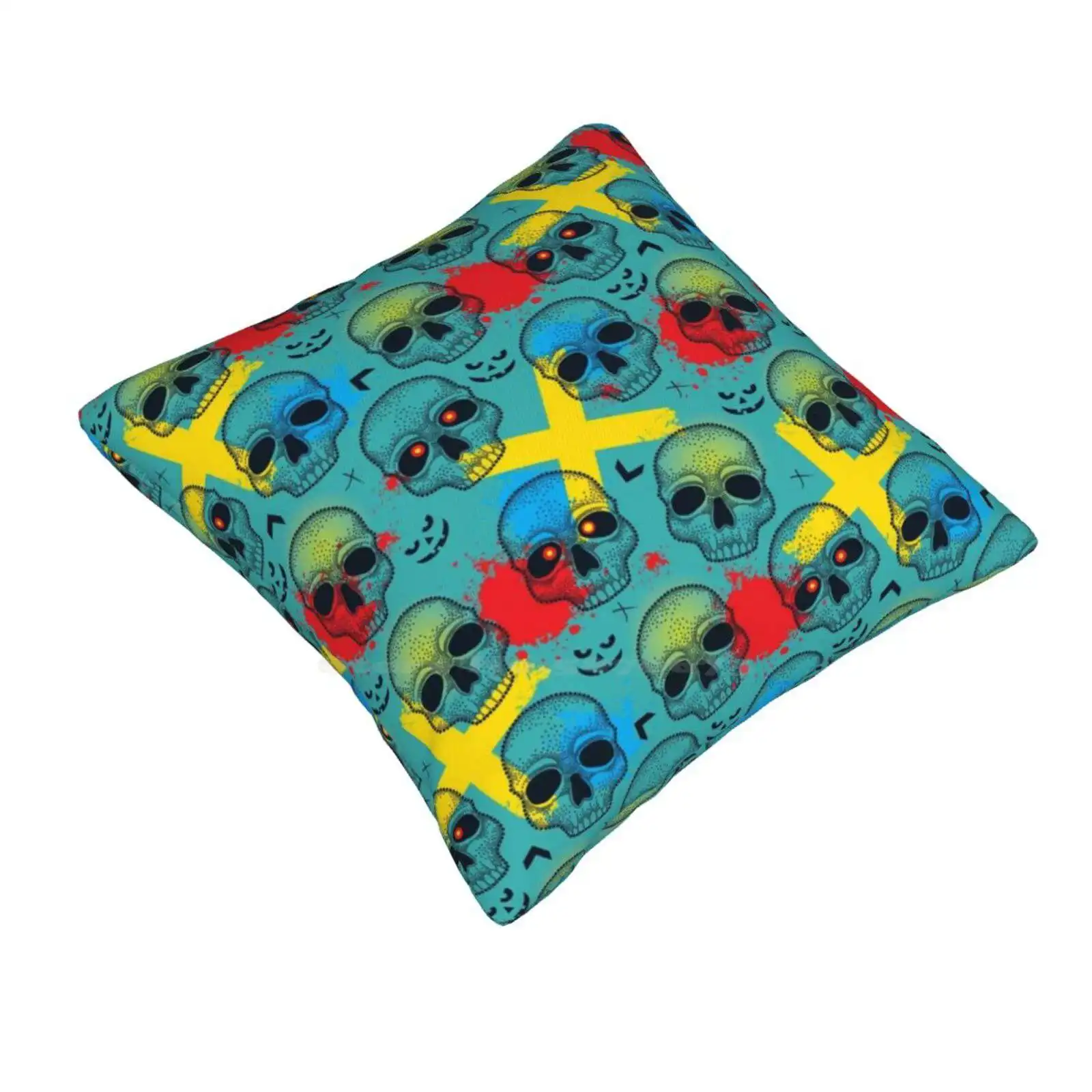 Pattern With Dotted Skull , Arrows , Crosses And Red Blots. Fashion Sofa Throw Pillow Cover Pillowcase Halloween Skull Seamless