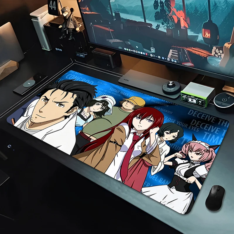 Mouse Pad Gamer Home Computer HD Mousepad Steins Gate Cool Keyboard Pad Edge White Anime Carpet Large E-sports Gaming Mouse Pad