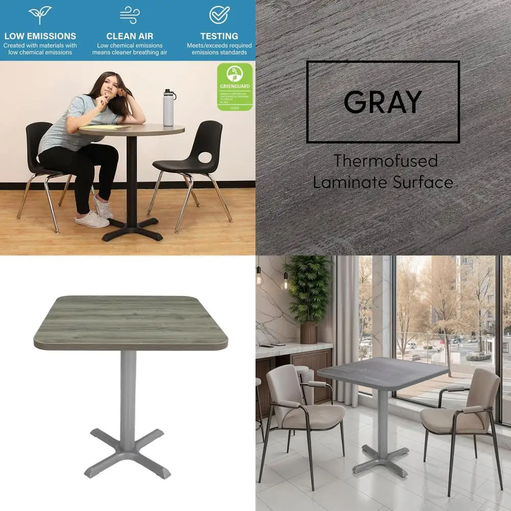 

Квадратный бистро-стол размером 30 x 30 дюймов; обеденный, кофейный, коктейльный стол или стол для небольших помещений; изящная столешница из ламинированного материала с текстурой дерева; X-образная подставка.