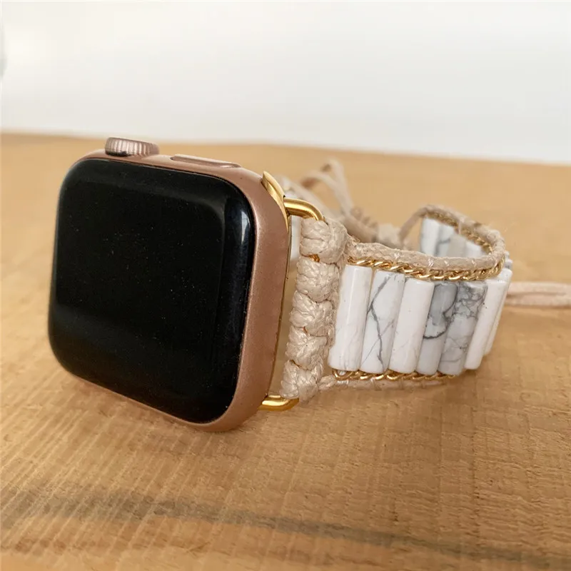 49mm Bohemia Strap for Apple Watch 8 7 45mm Band for iwatch 6 se 5 4 3 2 38mm 40mm 42mm 44mm Handmade Stone Bead Woven WatchBand