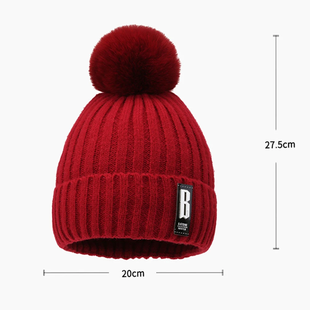 Winter Warm Knitting Hats with Pom High Elasticity & Warmth Retention Hats for Daily & Outdoors Shopping Skiing