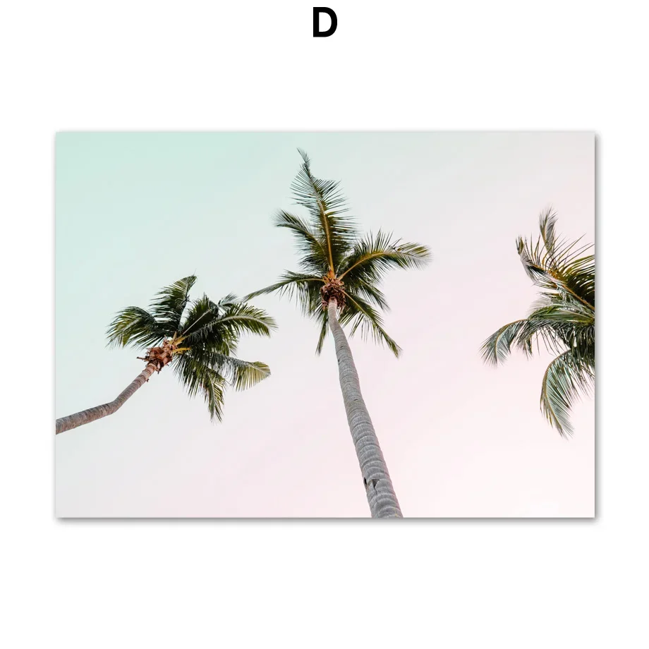 2026 Pink Beach Flamingo Palm Tree Surfboard Wall Art Canvas Painting Nordic Posters And Prints Wall Pictures For Living Room De