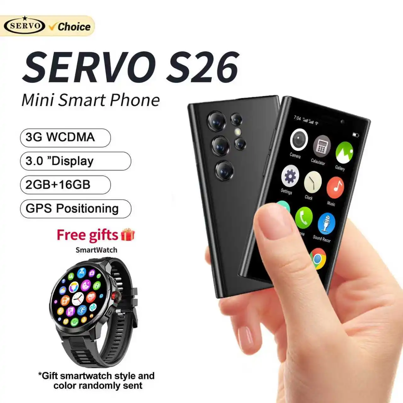 Free Gift! SERVO S26 Mini Pocket Smartphone Android 9.0 OS 3G Network RAM 2G ROM 16GB Play Store 2 SIM 3.0inch Small Smart Phone
