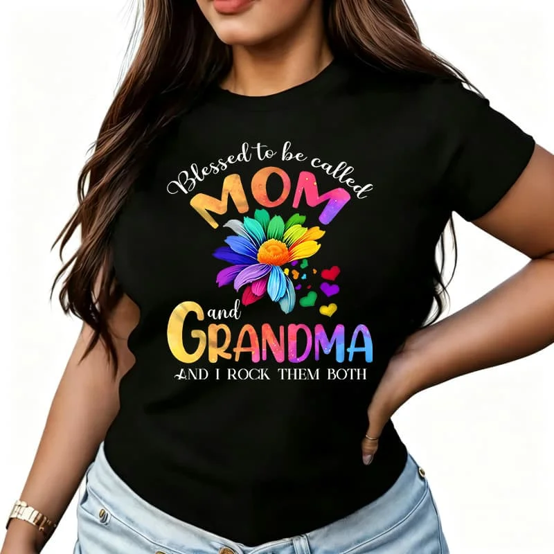 Grandma Women's T-Shirt 100% Cotton Funny Graphic Short Sleeve Tee Novelty Shirt Casual Crew Neck Top S-5Xl